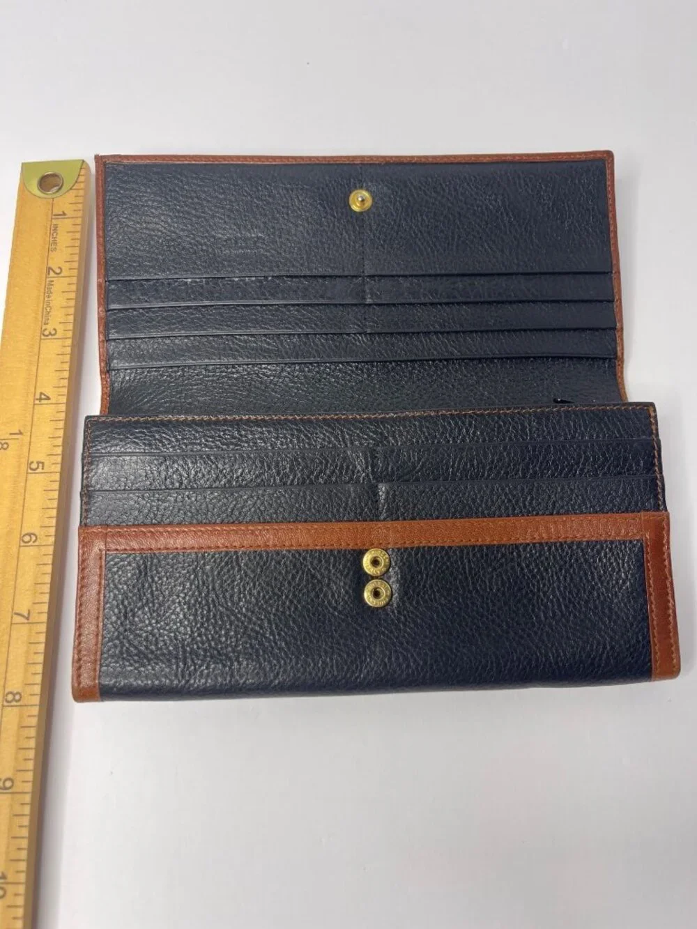 Bally Black & Brown Women's Leather Wallet Tri-Fold Snap Closure Pebbled 7.5X4
